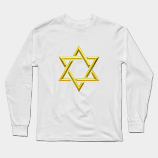 3-D Look Golden Star of David Long Sleeve T-Shirt